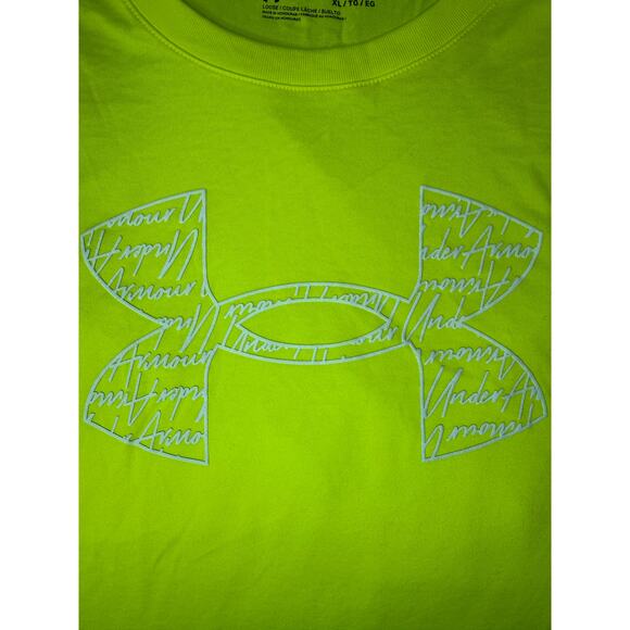 Under Armour Women’s XL Bright Lime Green Athletic T-Shirt Loose Fit Top - Picture 4 of 8